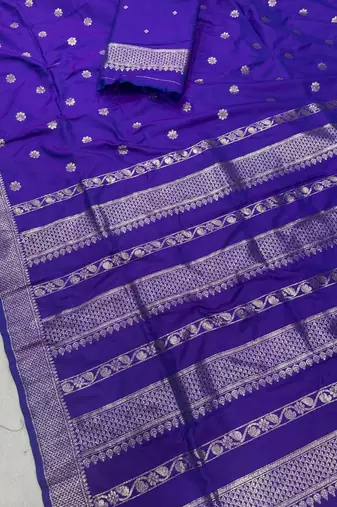 Purple Color Zari Woven Work Silk Saree
