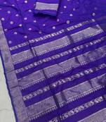Purple Color Zari Woven Work Silk Saree