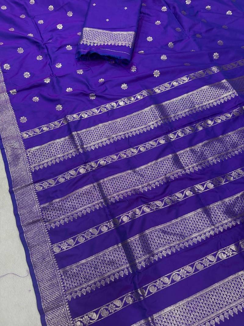 Purple Color Zari Woven Work Silk Saree