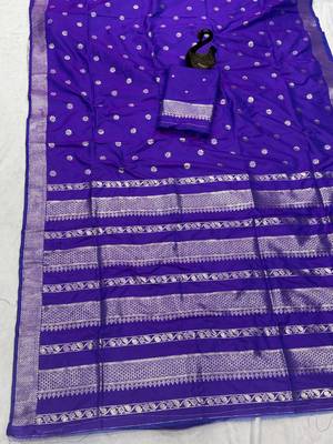 royal purple banarasi soft silk zari woven saree 2