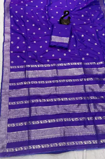 royal purple banarasi soft silk zari woven saree