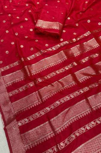 Red Color Zari Woven Work Silk Saree