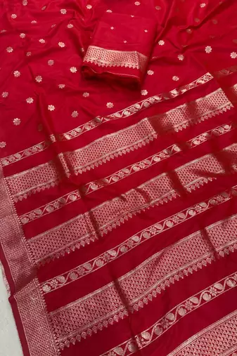 Red Color Zari Woven Work Silk Saree