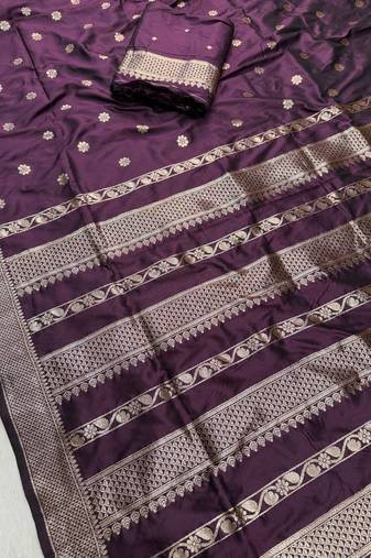 Wine Color Zari Woven Work Silk Saree