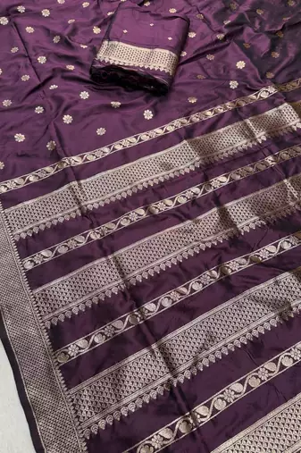 Wine Color Zari Woven Work Silk Saree
