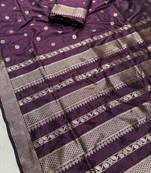 Wine Color Zari Woven Work Silk Saree