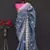teal gold crush silk multi thread embroidery saree