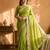 Parrot green sofl silk butti work partywear saree