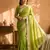 Parrot green sofl silk butti work partywear saree