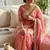 Peach sofl silk butti work partywear saree