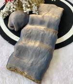 Grey fendy chiffon serosky work party wear designer saree