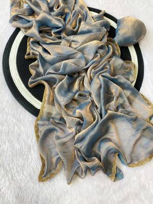 Grey fendy chiffon serosky work party wear  saree 2