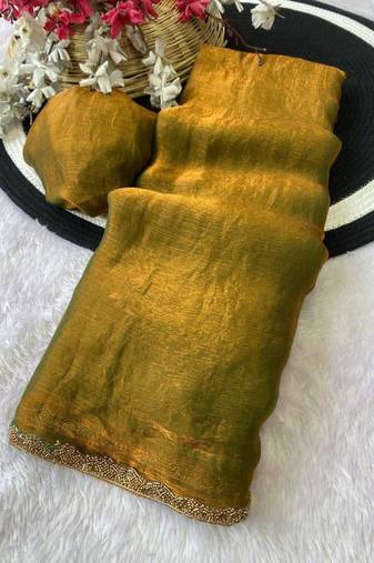 Olvie fendy chiffon serosky work party wear designer saree