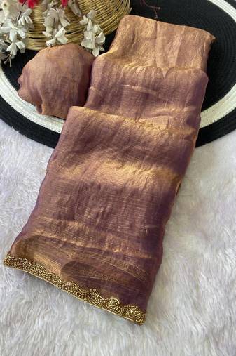 Onion fendy chiffon serosky work party wear designer saree