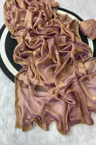 Onion fendy chiffon serosky work party wear designer saree