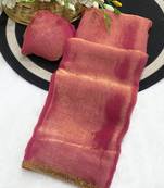 Peach fendy chiffon serosky work party wear designer saree