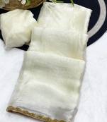 White fendy chiffon serosky work party wear designer saree