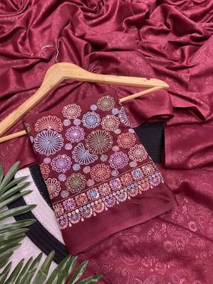 Maroon shimmer silk functional wear saree 1