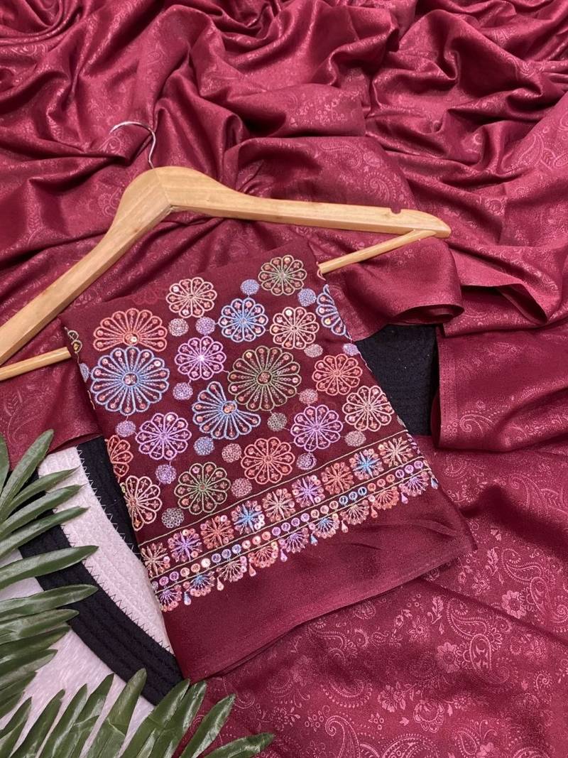Maroon shimmer silk designer functional wear saree