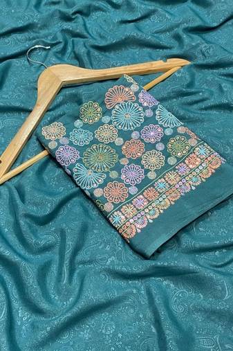 Teal shimmer silk designer functional wear saree