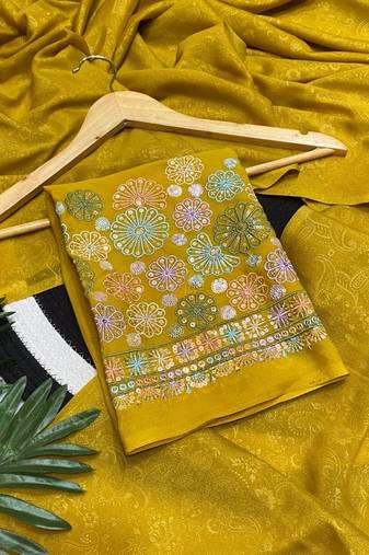 Yellow shimmer silk designer functional wear saree