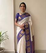White mercerised cotton silk traditional wear saree