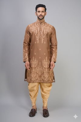 chiku embroidered cotton silk kurta patiala set 1