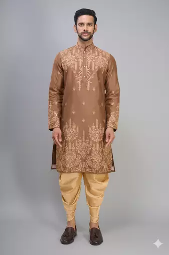 chiku embroidered cotton silk kurta patiala set