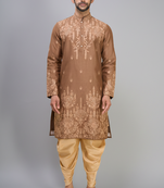 chiku embroidered cotton silk kurta patiala set