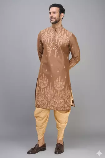 chiku embroidered cotton silk kurta patiala set