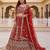 Red Color Sequins and Codding Embroidery Work Net Lehenga Choli Set