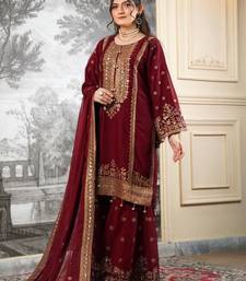 maroon fendy silk sharara suit with sequins work design