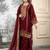 maroon fendy silk sharara suit with sequins work design