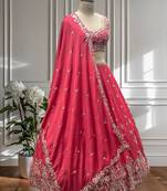 Pink Color  Sequins and Codding Embroidery Work  Silk Lehenga Choli Set