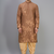 men’s brown embroidered silk kurta patiala set
