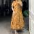 Stylish Mustard Yellow Flower Printed Georgette Summer Wear Dress