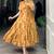 Stylish Mustard Yellow Flower Printed Georgette Summer Wear Dress