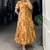Stylish Mustard Yellow Flower Printed Georgette Summer Wear Dress