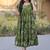 Exclusive Green Printed Cotton Casual Wear Dress