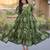 Exclusive Green Printed Cotton Casual Wear Dress