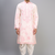 men’s pink embroidered silk kurta with off white patiala pants