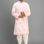 men’s pink embroidered silk kurta with off white patiala pants