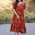 Glorious Rust Orange Printed Cotton Office Wear Dress