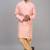 men’s peach embroidered silk kurta patiala set