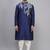 men’s navy blue embroidered silk kurta patiala set