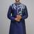 men’s navy blue embroidered silk kurta patiala set