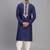navy blue embroidered men’s silk kurta patiala set