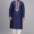 navy blue embroidered men’s silk kurta patiala set