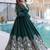 Amazing Bottle Green Sequins Crushed Mehendi Wear Gown With Dupatta