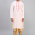 peach embroidered men’s silk kurta patiala set
